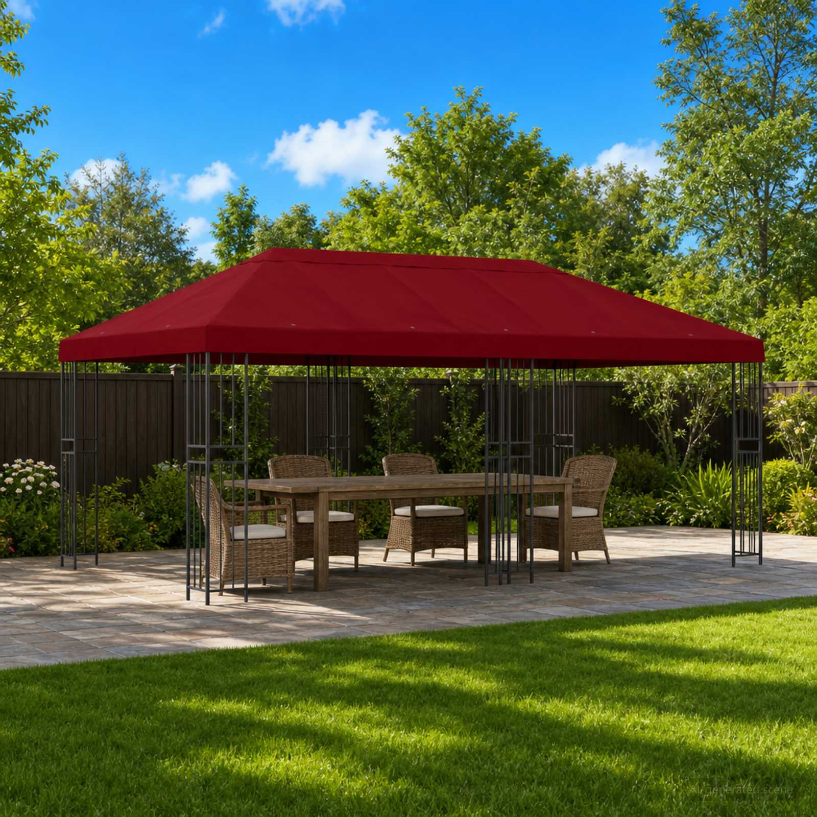 Pavillon mit Seitenwänden 6 x 3 m Bordeauxrot