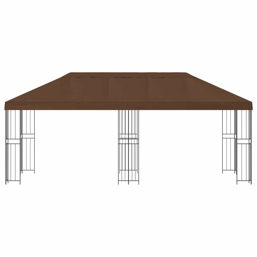 Pavillon mit Seitenwänden 6 x 3 m Braun Polyester und Stahl 190