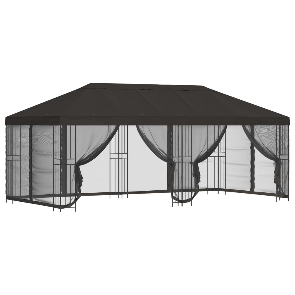 Pavillon mit Seitenwänden 6 x 3 m Anthrazit Polyester und Stahl