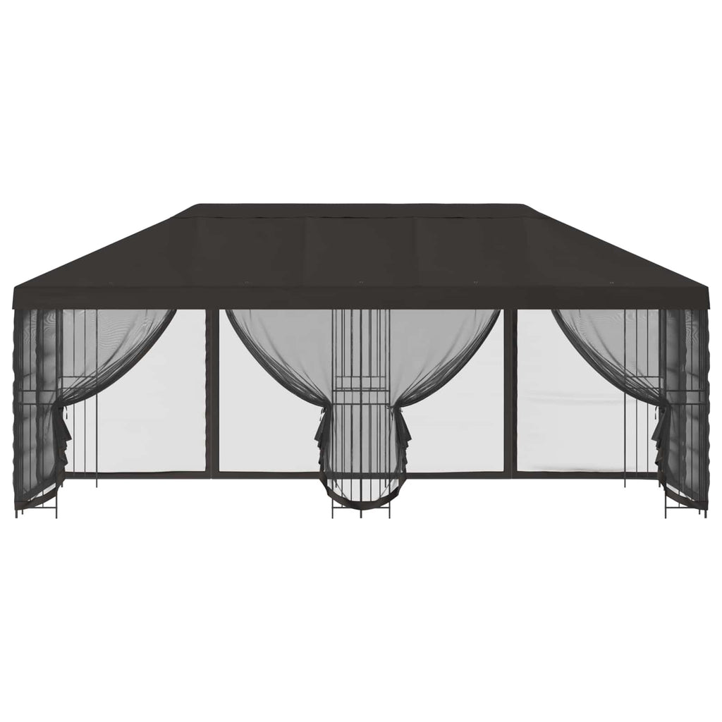 Pavillon mit Seitenwänden 6 x 3 m Anthrazit Polyester und Stahl