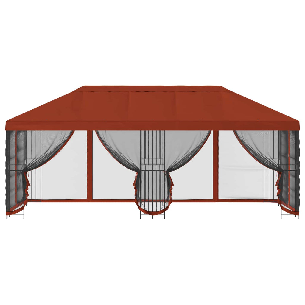 Pavillon mit Seitenwänden 6 x 3 m Terrakotta