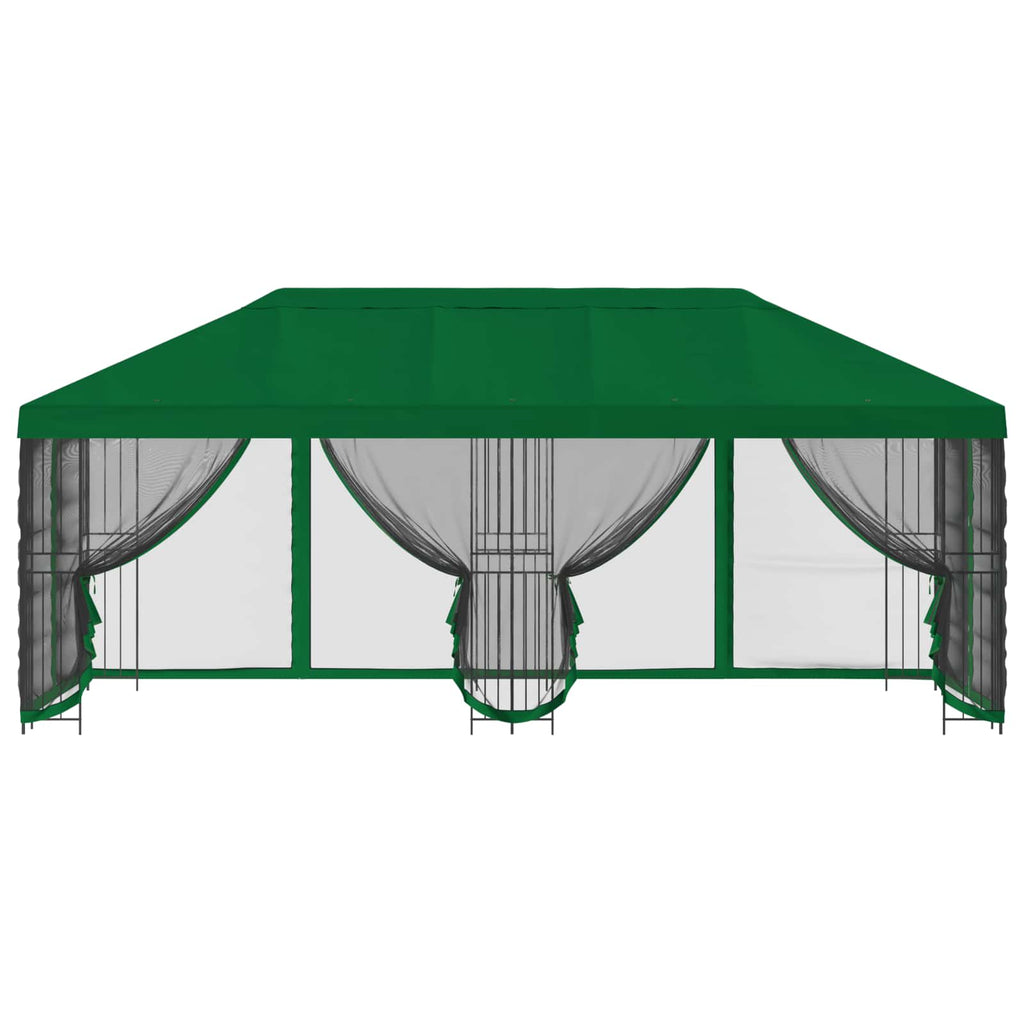 Pavillon mit Seitenwänden 6 x 3 m Grün Polyester und Stahl 190
