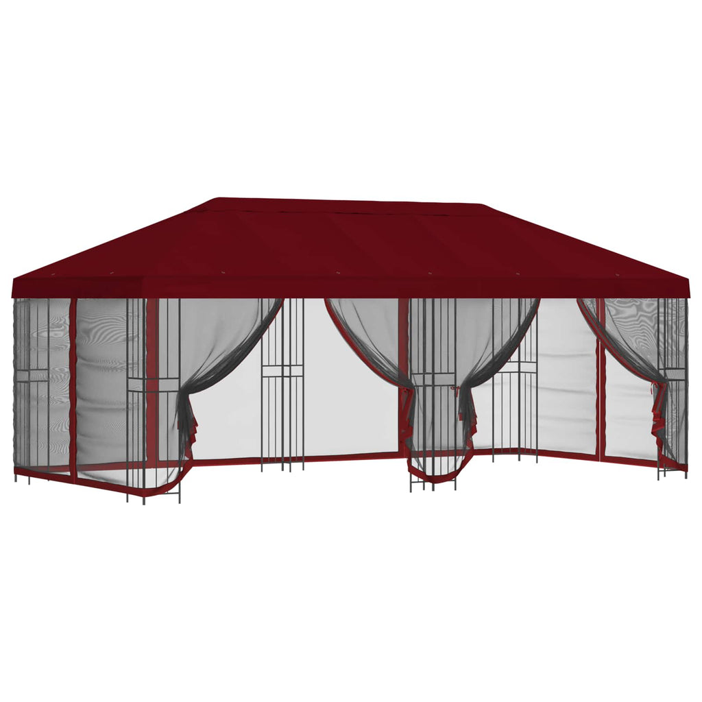 Pavillon mit Seitenwänden 6 x 3 m Bordeauxrot