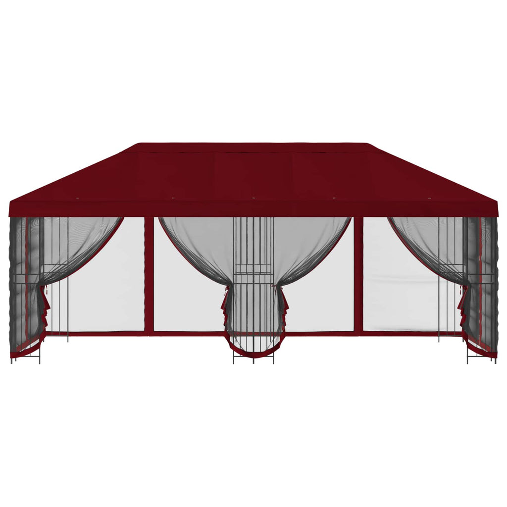 Pavillon mit Seitenwänden 6 x 3 m Bordeauxrot