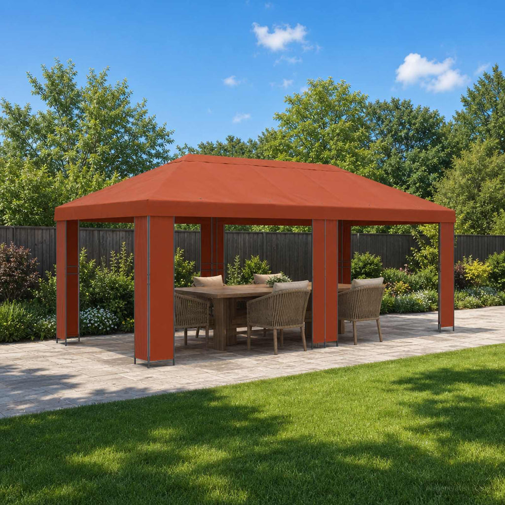 Garten Pavillon 6 x 3 m Terrakotta Polyester und Stahl 190