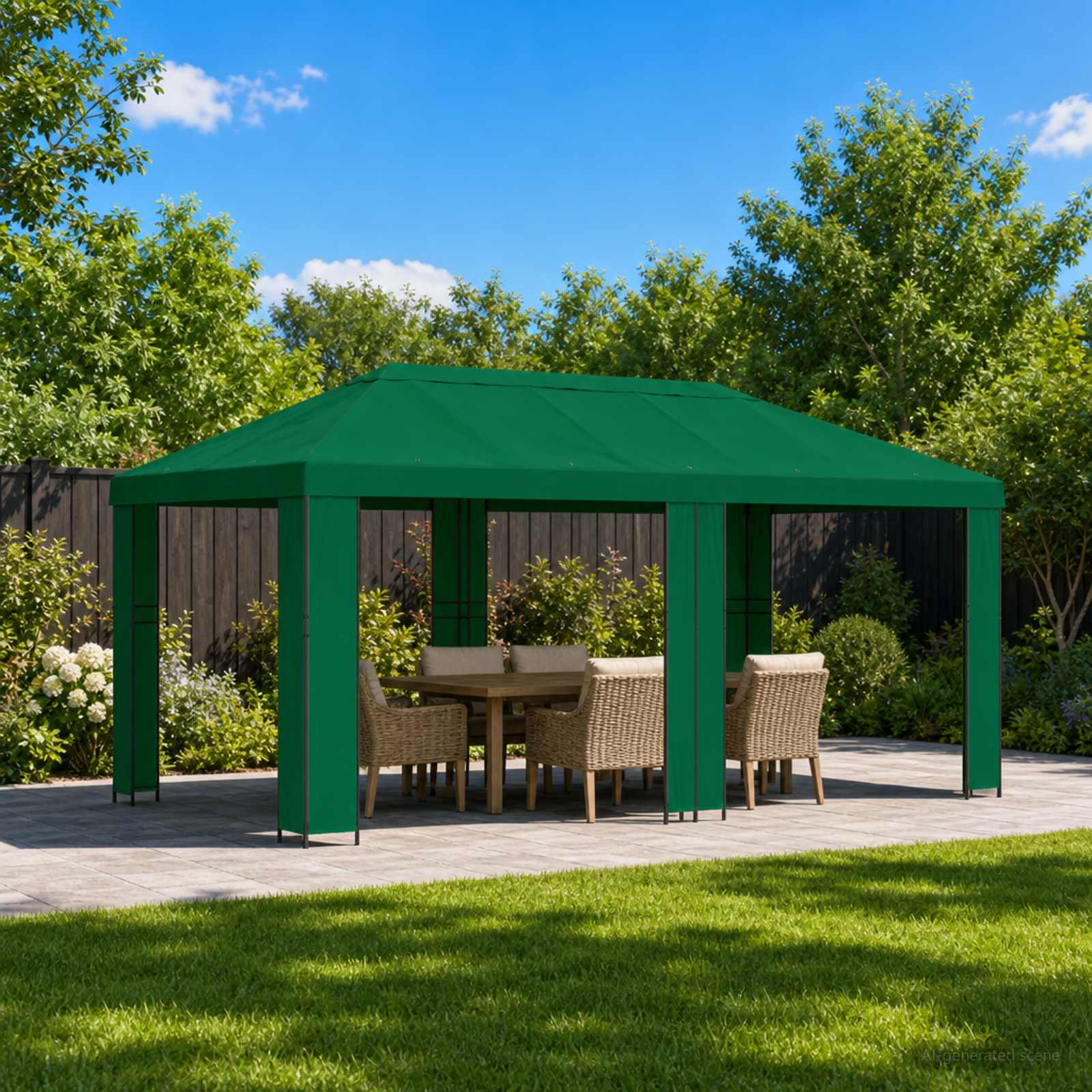 Garten Pavillon 6 x 3 m Grün Polyester und Stahl 190