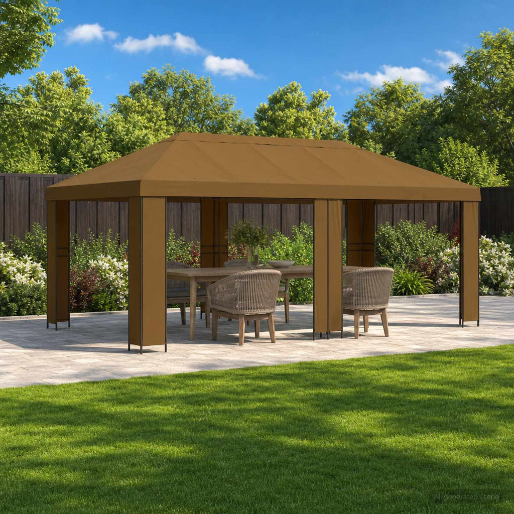 Garten Pavillon 6 x 3 m Taupe Polyester und Stahl 190