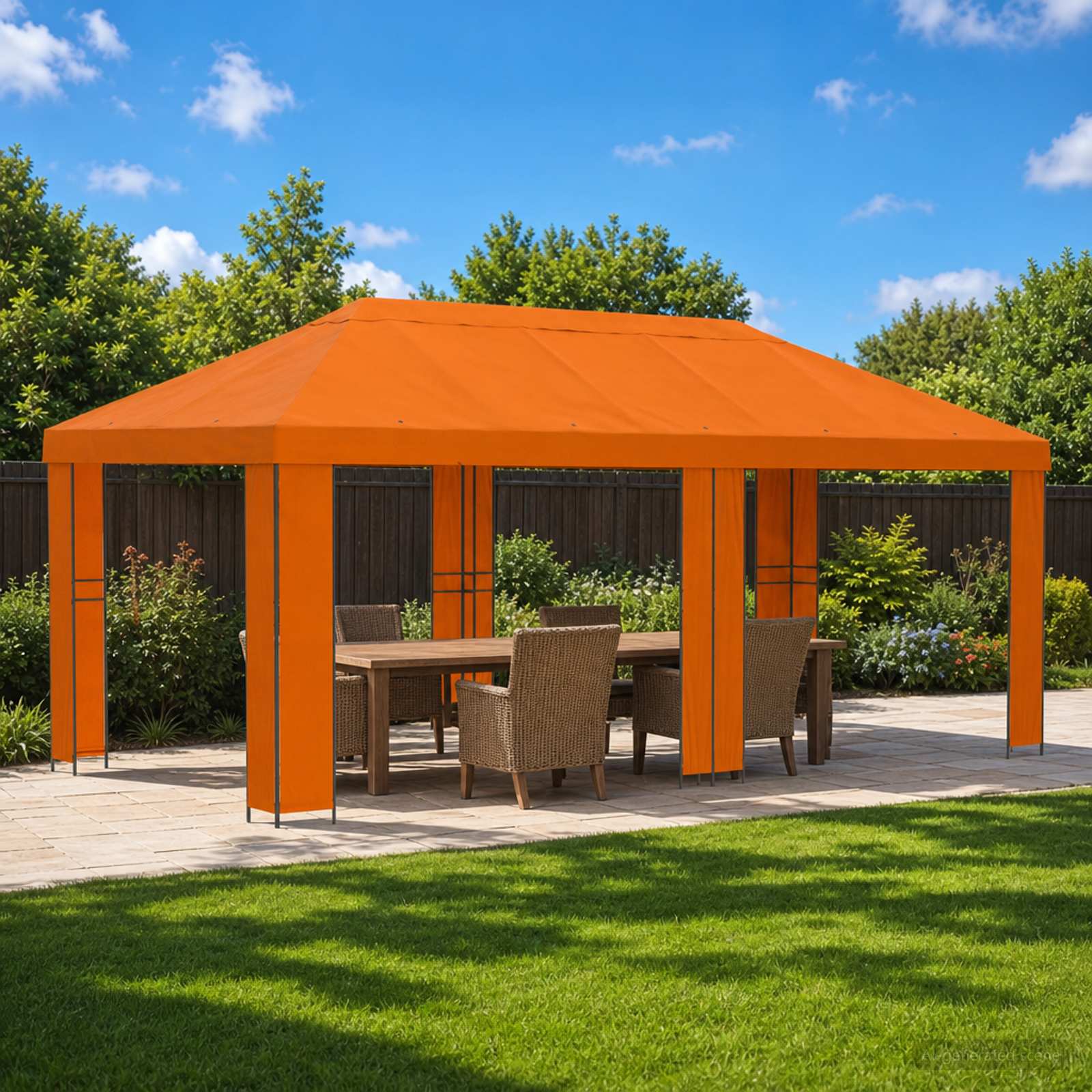 Garten Pavillon 6 x 3 m Orange Polyester und Stahl 190