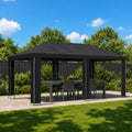 Garten Pavillon 6 x 3 m Schwarz Polyester und Stahl 190