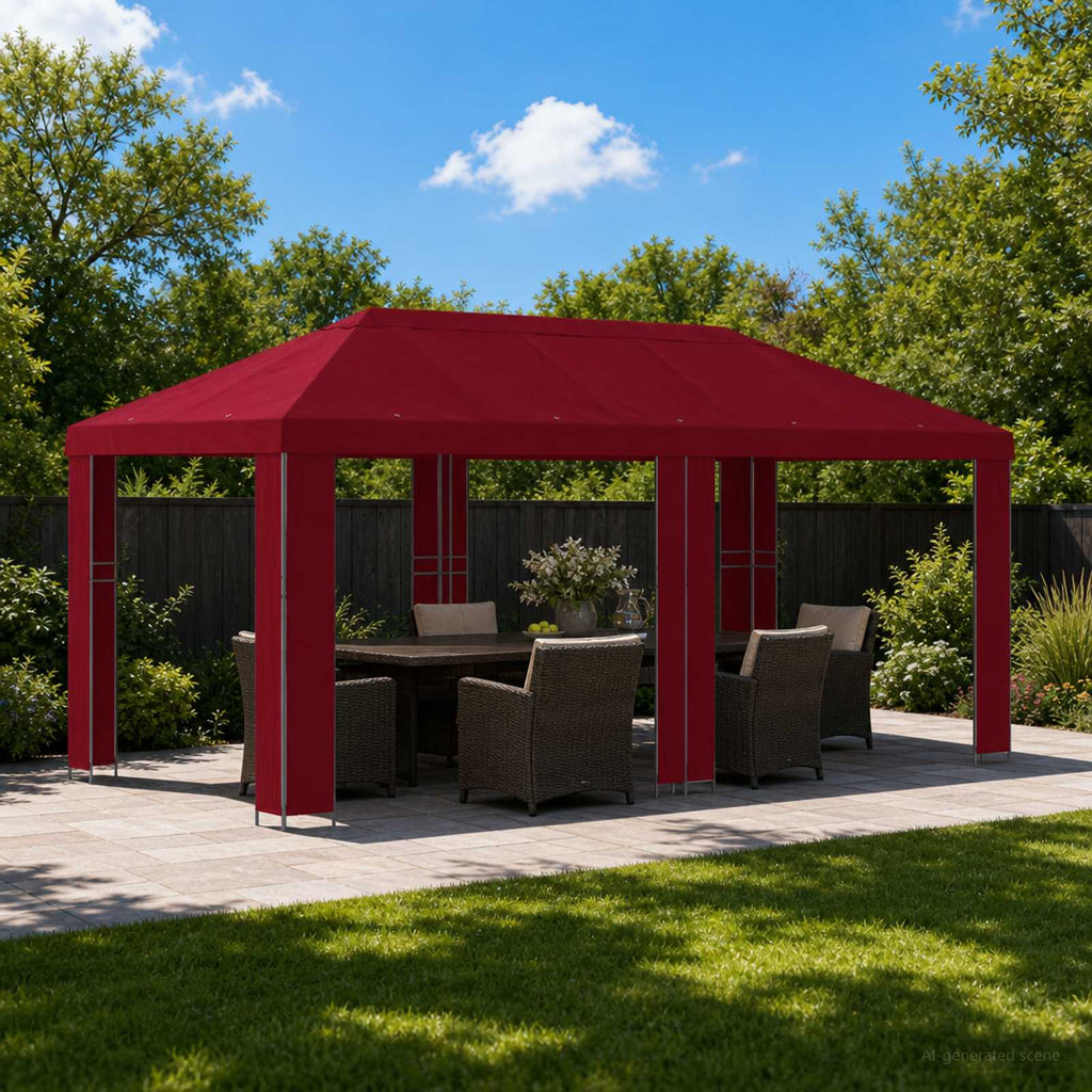 Garten Pavillon 6 x 3 m Bordeauxrot Polyester und Stahl 190