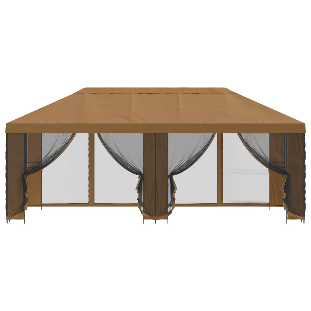 Pavillon mit Seitenwänden 6 x 3 m Beige Polyester und Stahl 190
