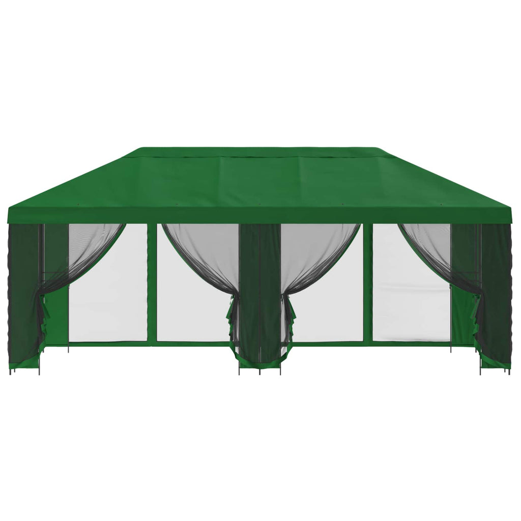 Pavillon mit Seitenwänden 6 x 3 m Grün Polyester und Stahl 190