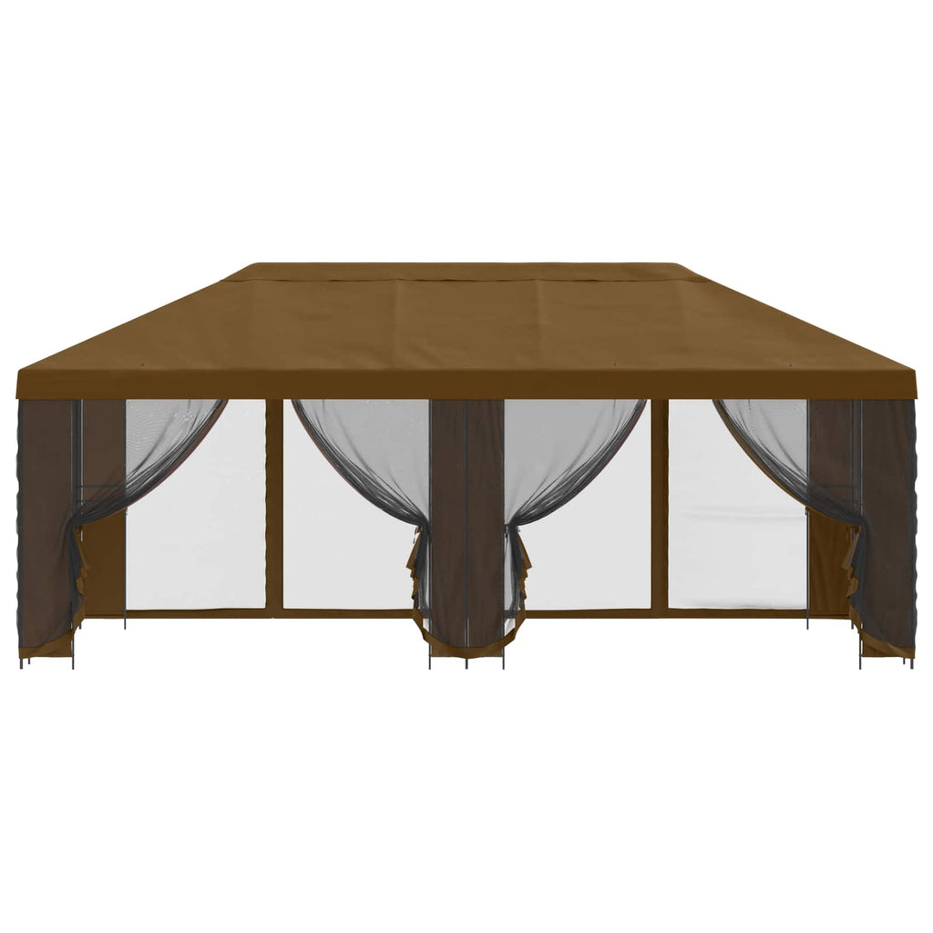 Pavillon mit Seitenwänden 6 x 3 m Taupe Polyester und Stahl 190