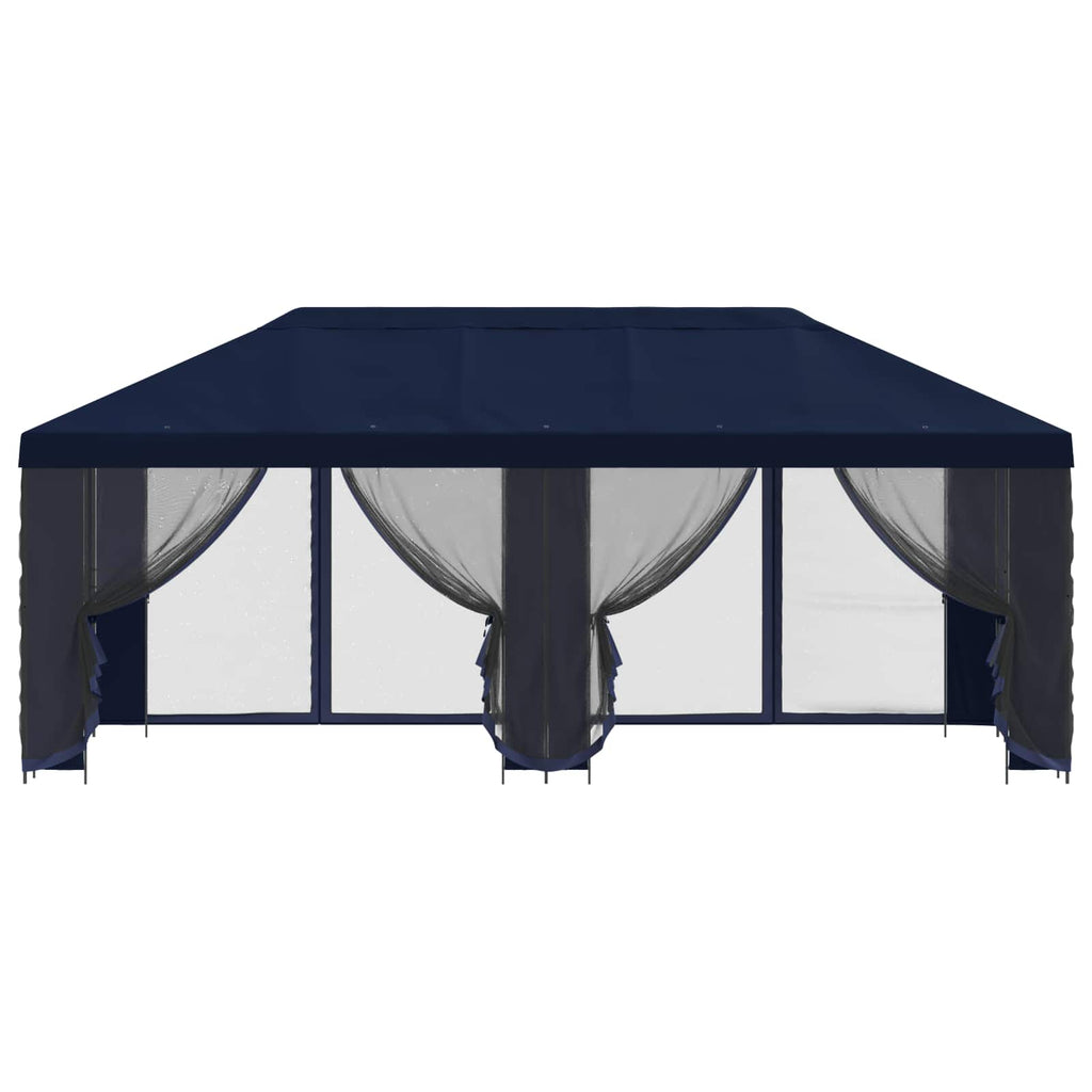 Pavillon mit Seitenwänden 6 x 3 m Blau Polyester und Stahl 190