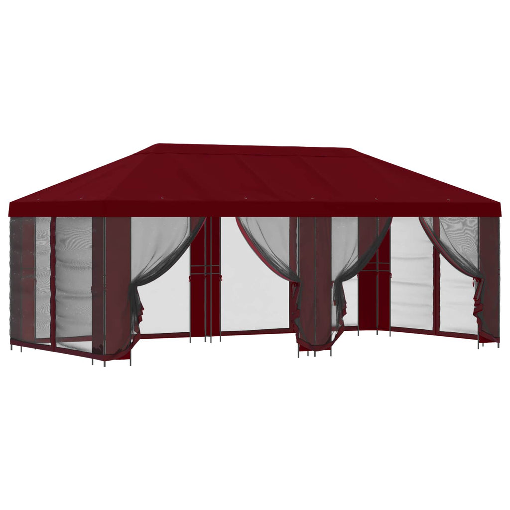 Pavillon mit Seitenwänden 6 x 3 m Bordeauxrot