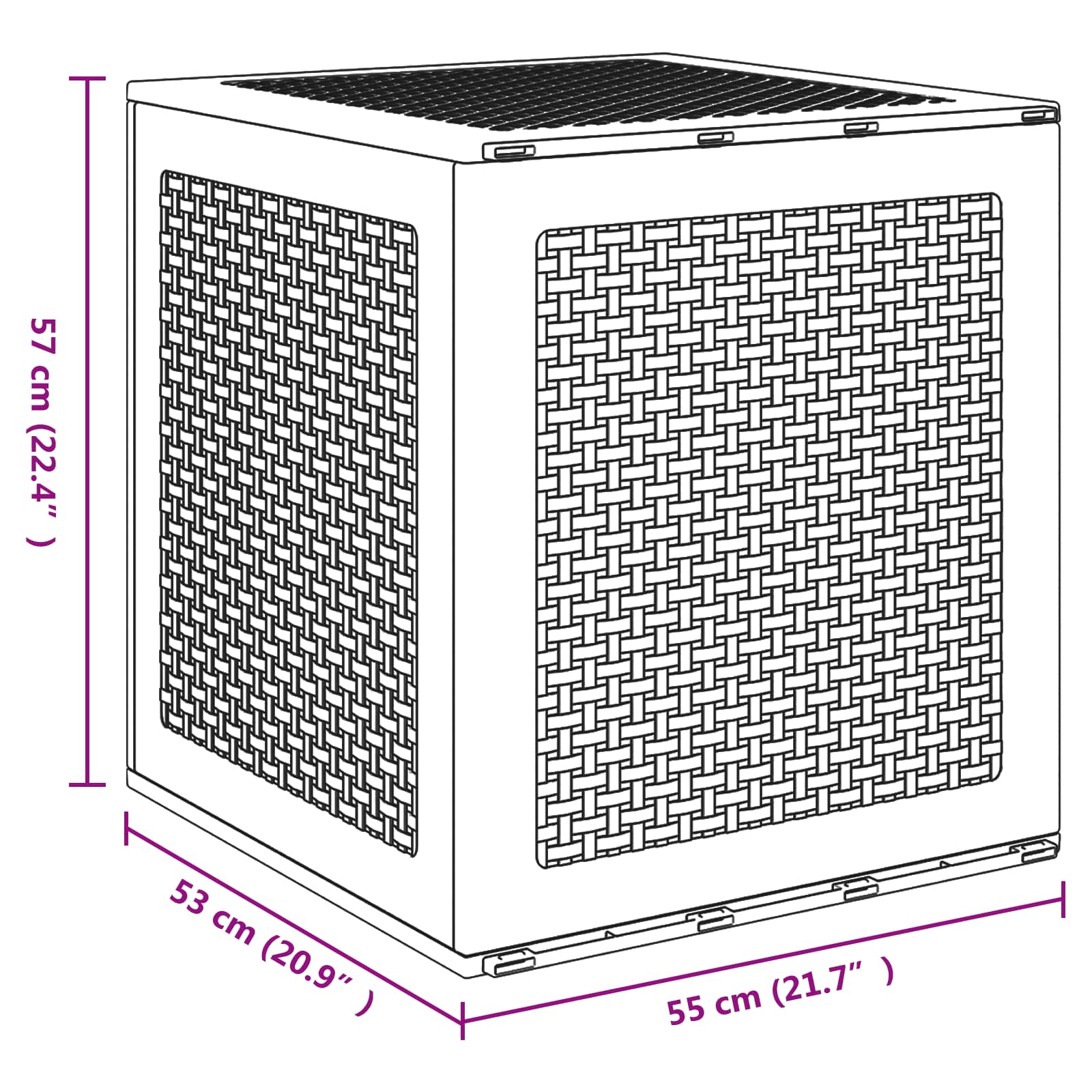 Aufbewahrungsbox Anthrazit 55 x 53 x 57 cm Polypropylen