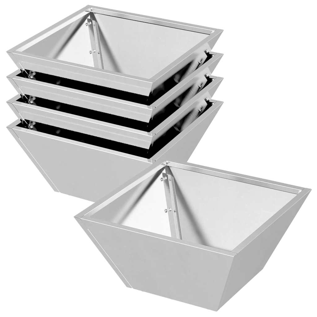 Garten-Pflanzgefäß 5 pcs Silber 35 x 35 x 15 cm Edelstahl