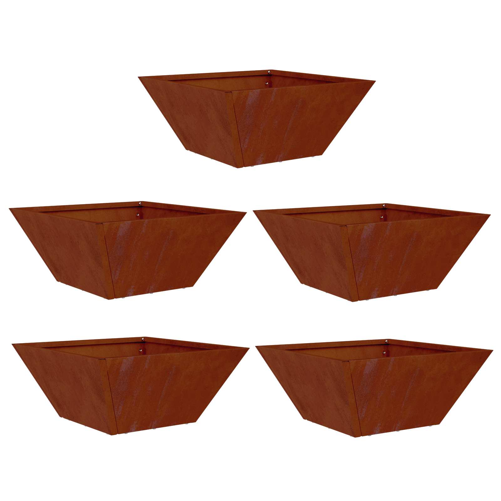 Garten-Pflanzgefäß 5 pcs Rostig 35 x 35 x 15 cm Wetterfeststahl