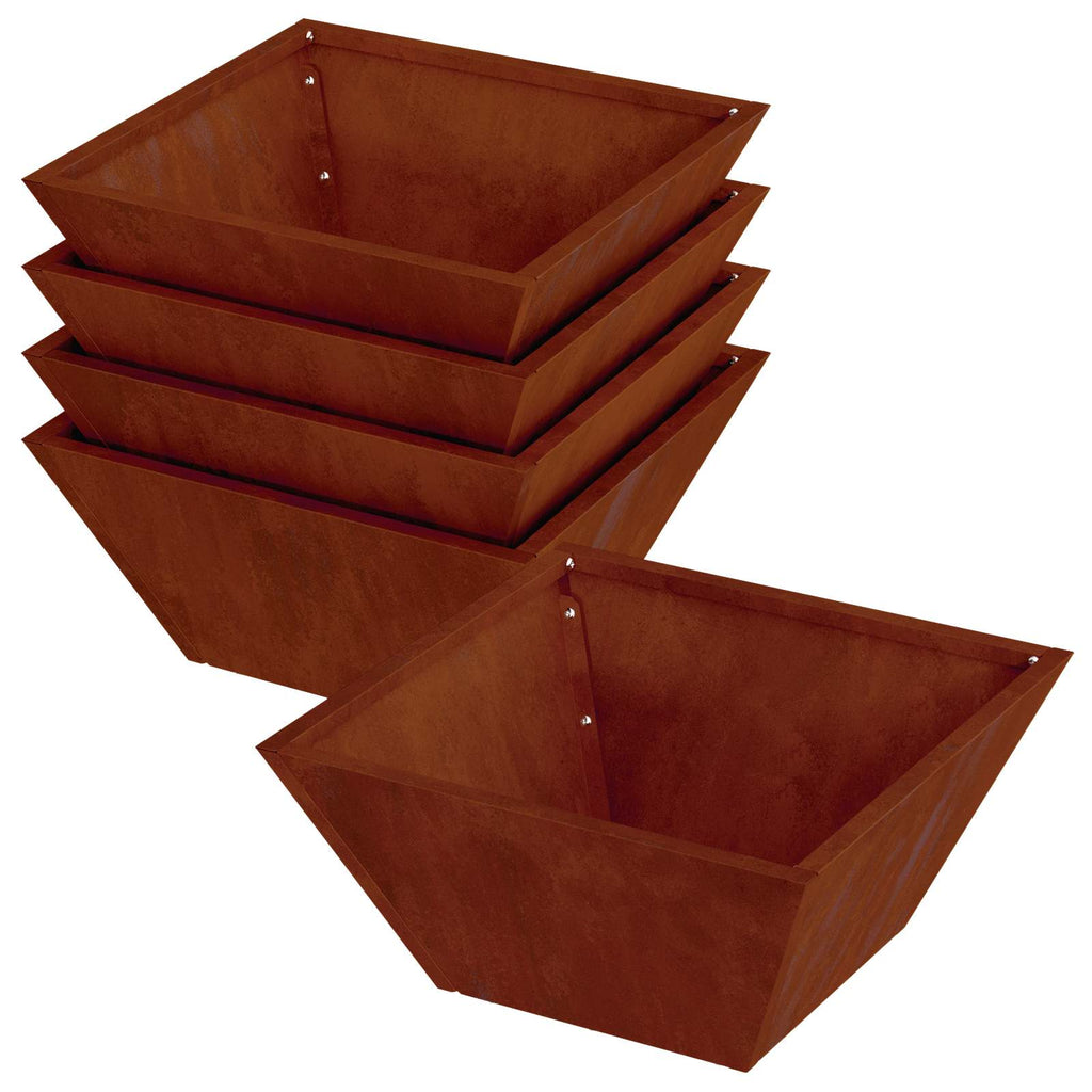 Garten-Pflanzgefäß 5 pcs Rostig 35 x 35 x 15 cm Wetterfeststahl