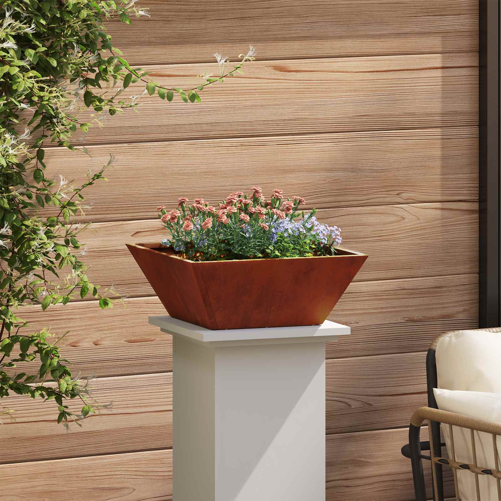 Garten-Pflanzgefäß 5 pcs Rostig 40 x 40 x 15 cm Wetterfeststahl