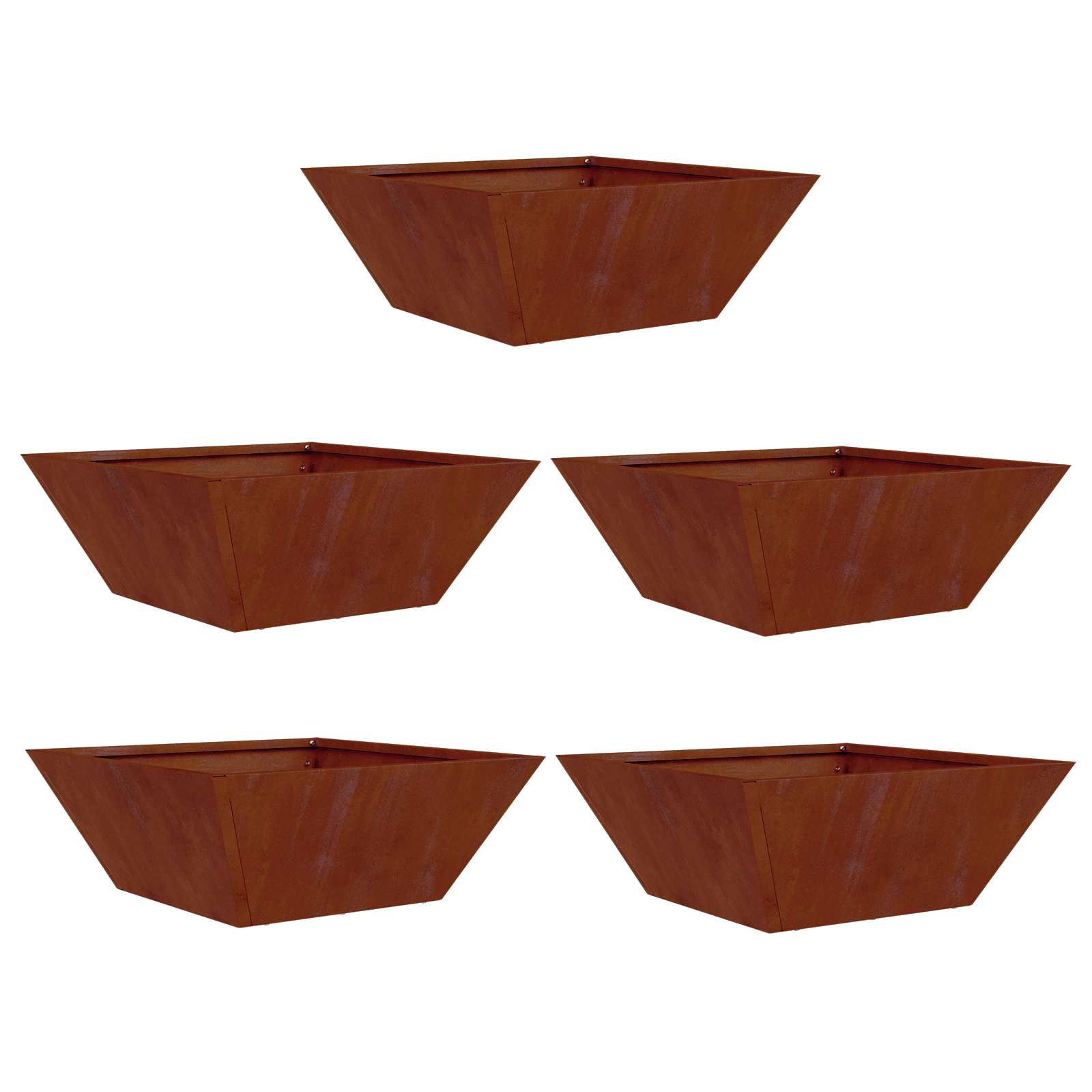 Garten-Pflanzgefäß 5 pcs Rostig 40 x 40 x 15 cm Wetterfeststahl