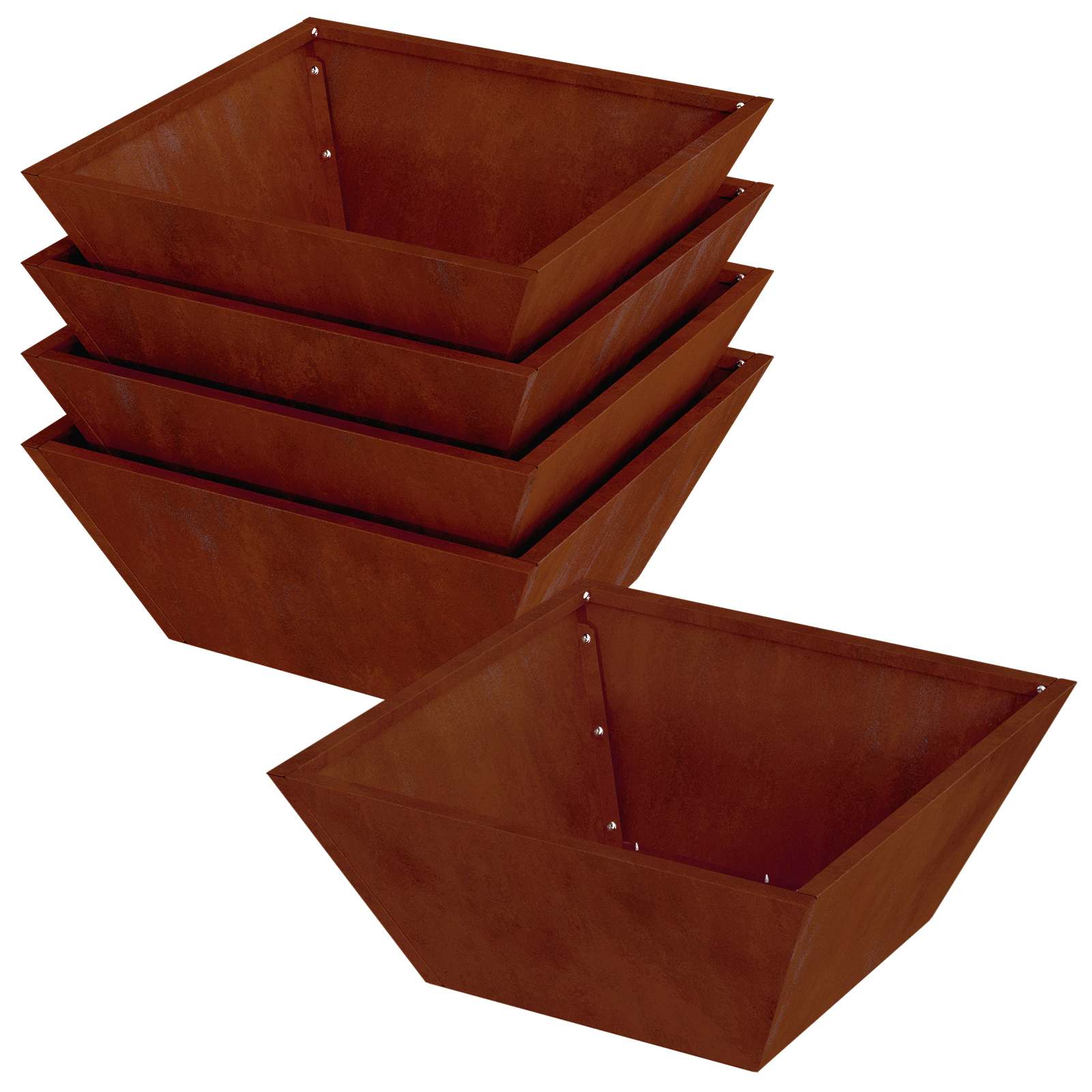 Garten-Pflanzgefäß 5 pcs Rostig 40 x 40 x 15 cm Wetterfeststahl