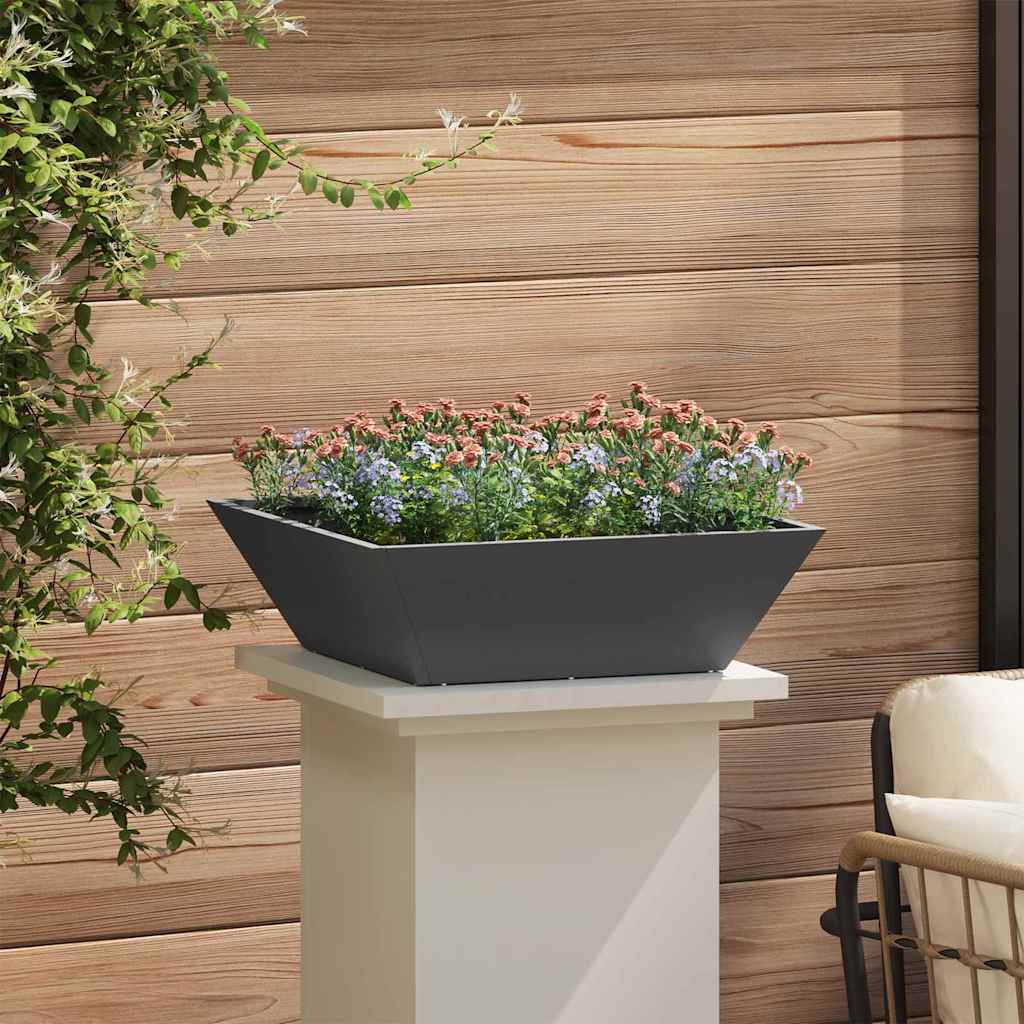 Garten-Pflanzgefäß Schwarz 50 x 50 x 15 cm Kaltgewalzter Stahl