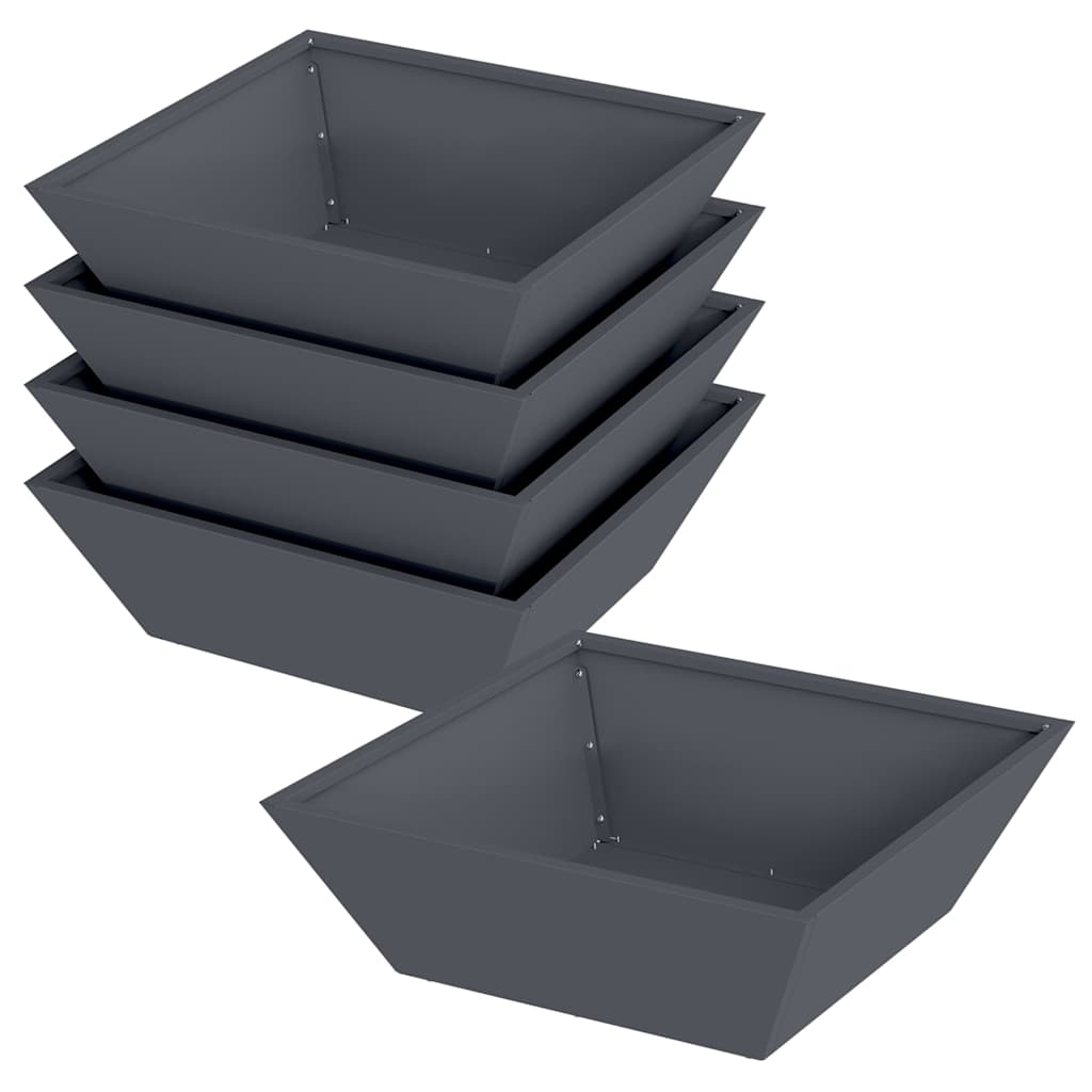 Garten-Pflanzgefäß 5 pcs Anthrazit 50 x 50 x 15 cm
