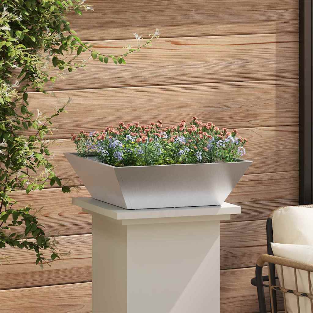 Garten-Pflanzgefäß Silber 50 x 50 x 15 cm Edelstahl