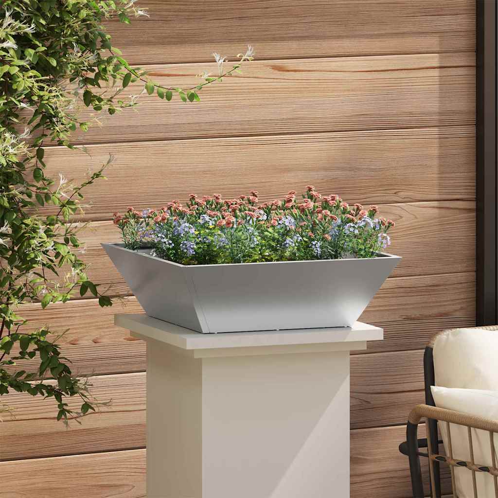 Garten-Pflanzgefäß Silber 50 x 50 x 15 cm Verzinkter Stahl