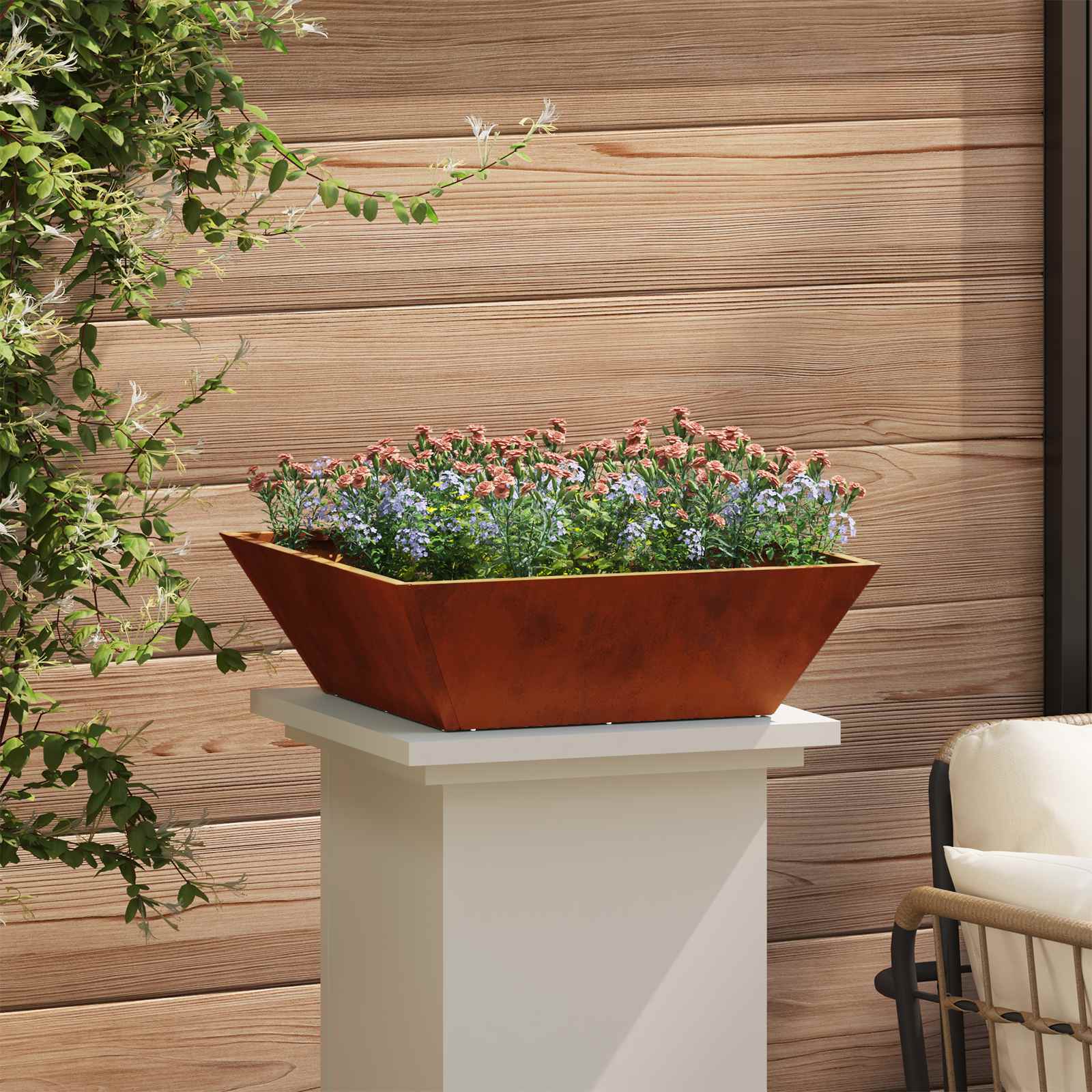 Garten-Pflanzgefäß 5 pcs Rostig 50 x 50 x 15 cm Wetterfeststahl