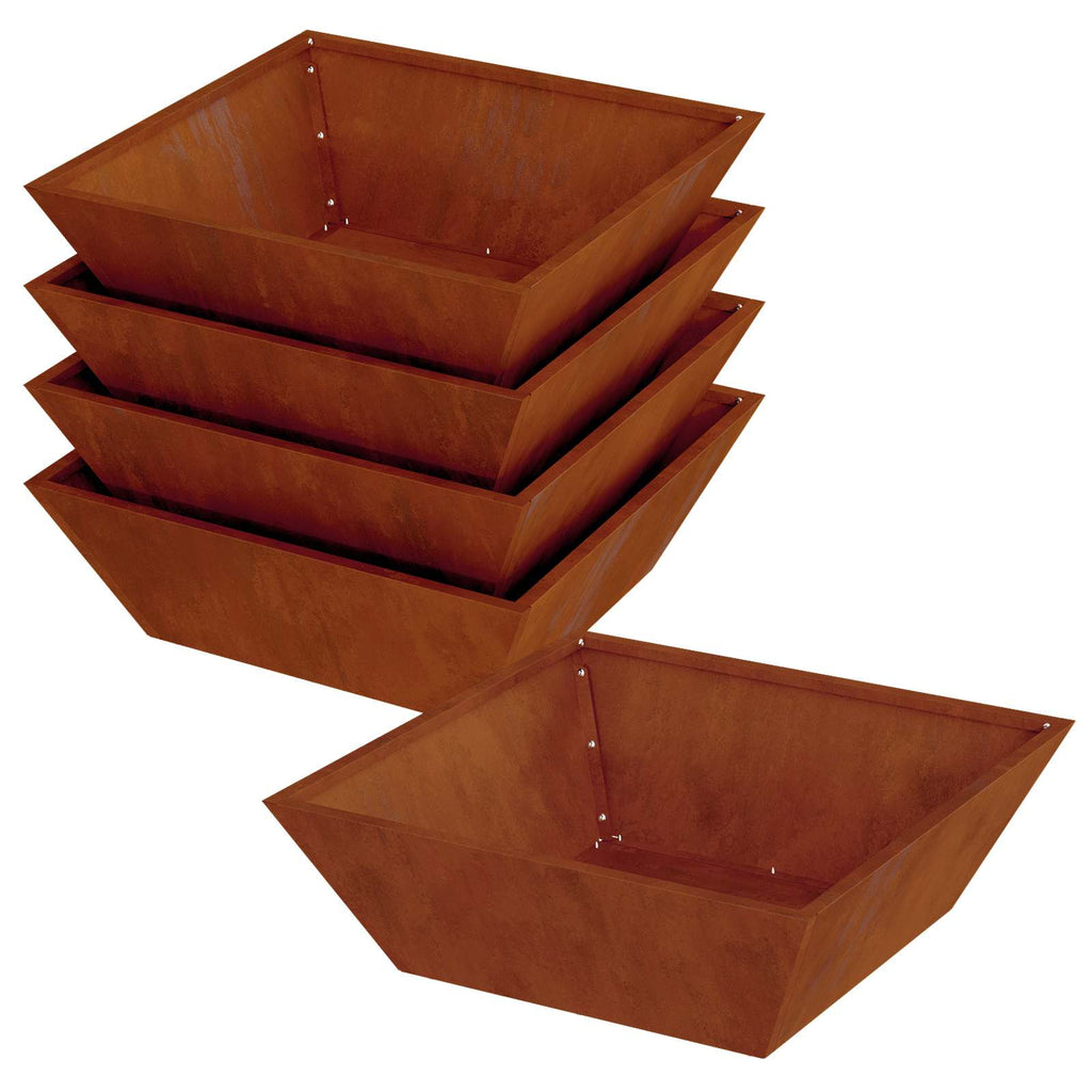 Garten-Pflanzgefäß 5 pcs Rostig 50 x 50 x 15 cm Wetterfeststahl