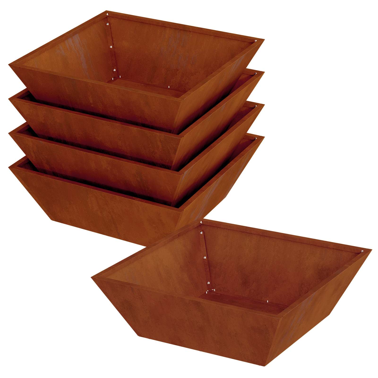 Garten-Pflanzgefäß 5 pcs Rostig 50 x 50 x 15 cm Wetterfeststahl