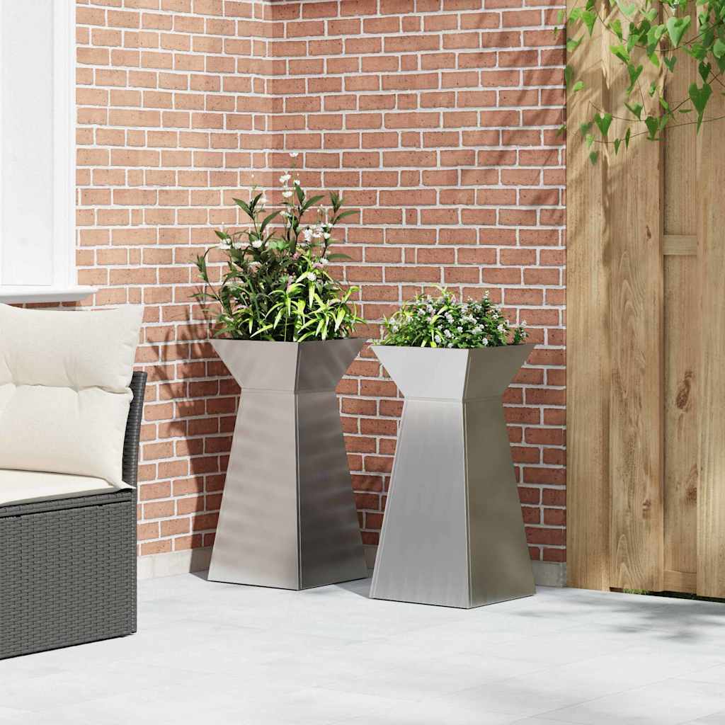 Säulen Pflanzer 2 pcs Silber 35 x 35 x 73 cm