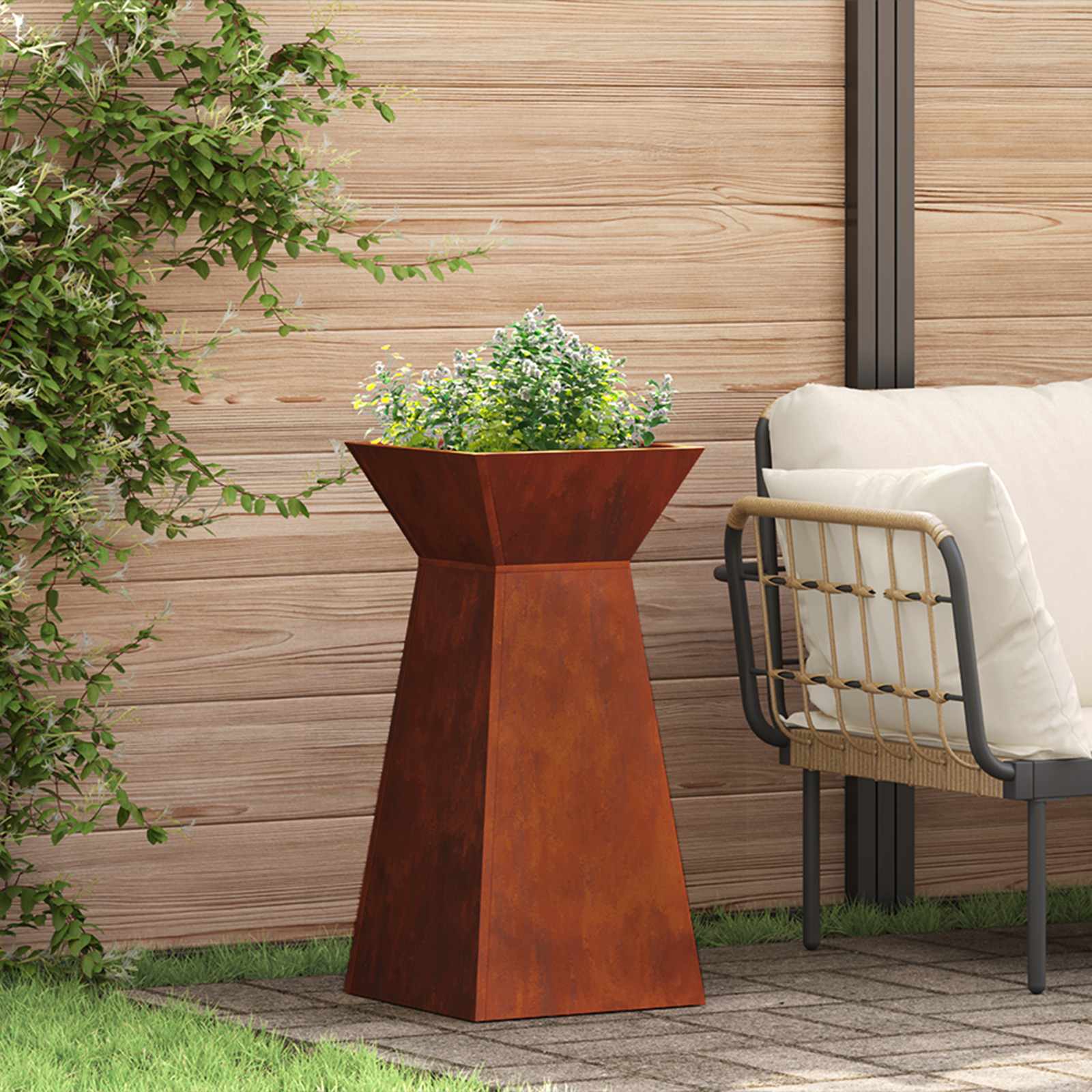 Säulen Pflanzer 2 pcs Silber 35 x 35 x 73 cm