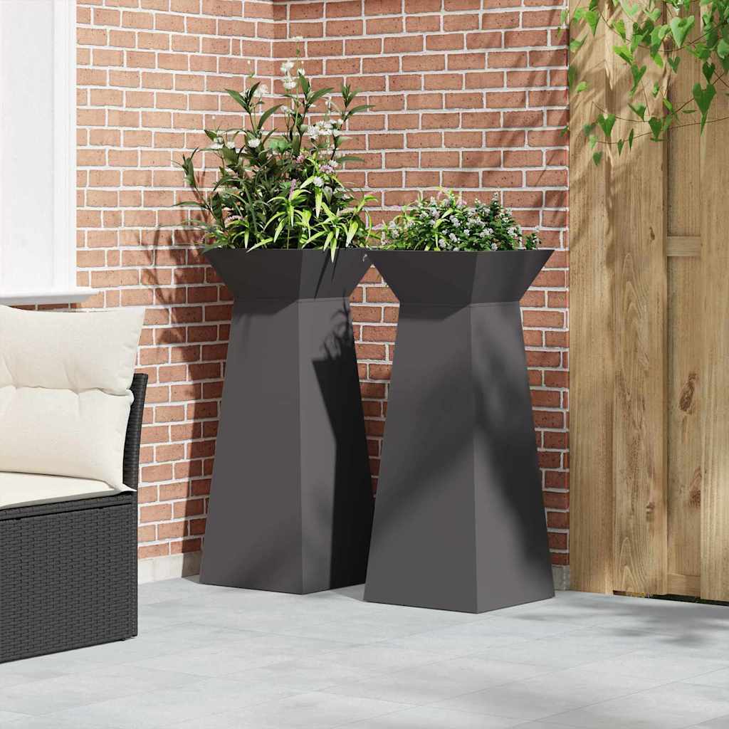 Säulen Pflanzer 2 pcs Schwarz 40 x 40 x 100 cm