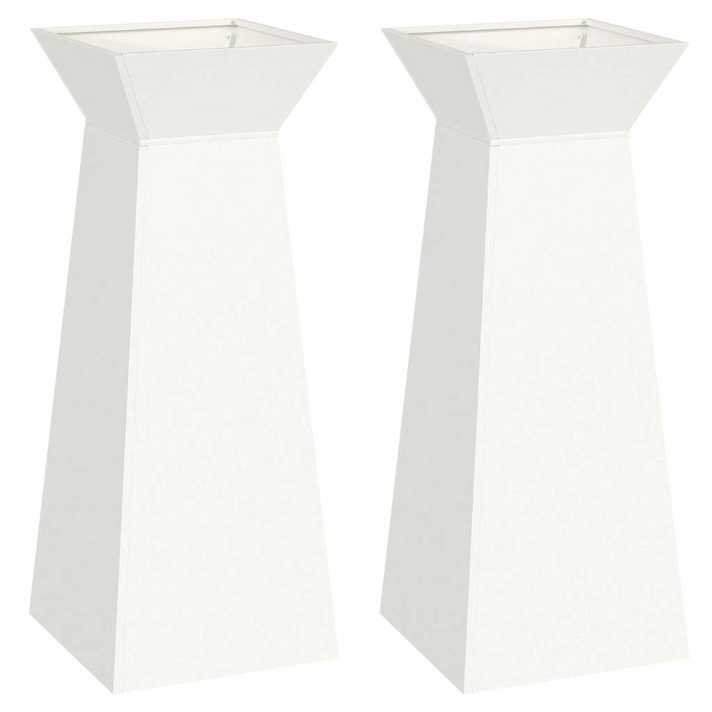 Säulen Pflanzer 2 pcs Weiß 40 x 40 x 100 cm