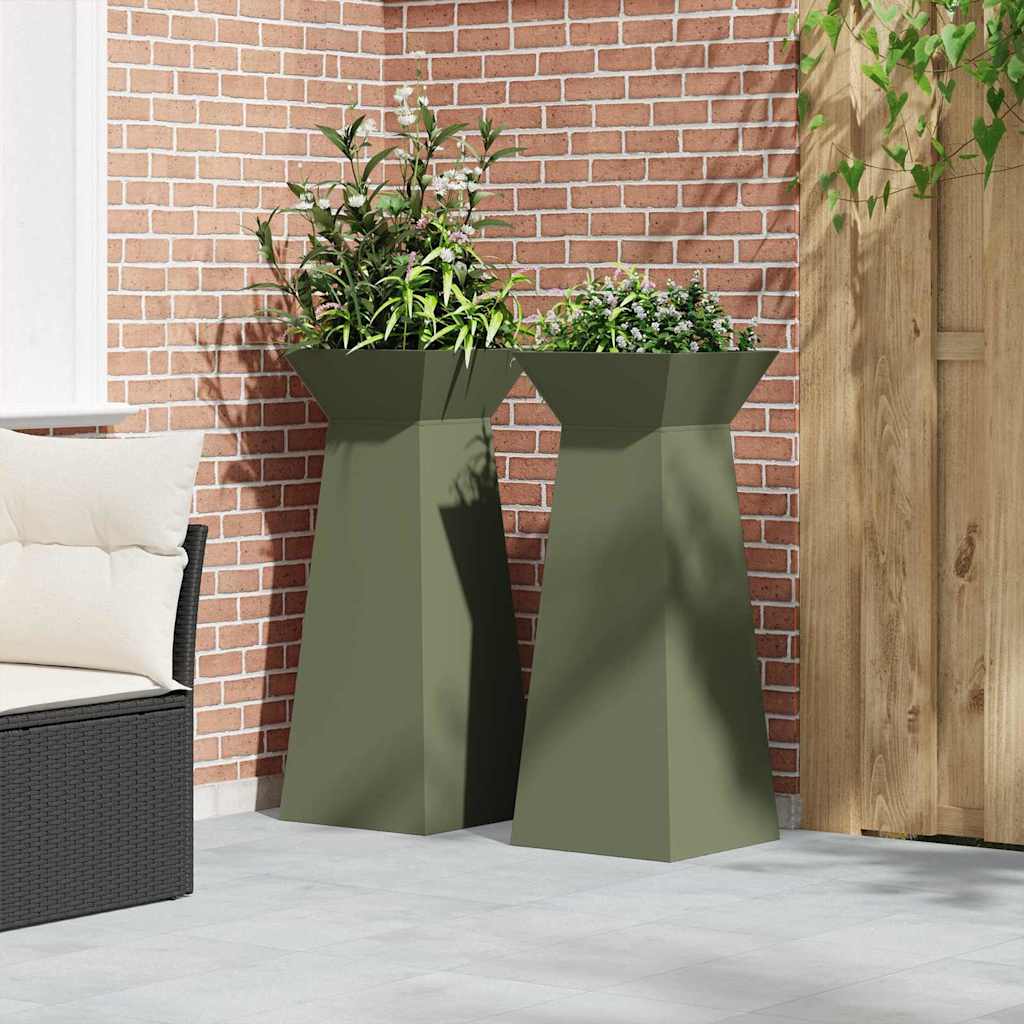 Säulen Pflanzer 2 pcs Oliv 40 x 40 x 100 cm