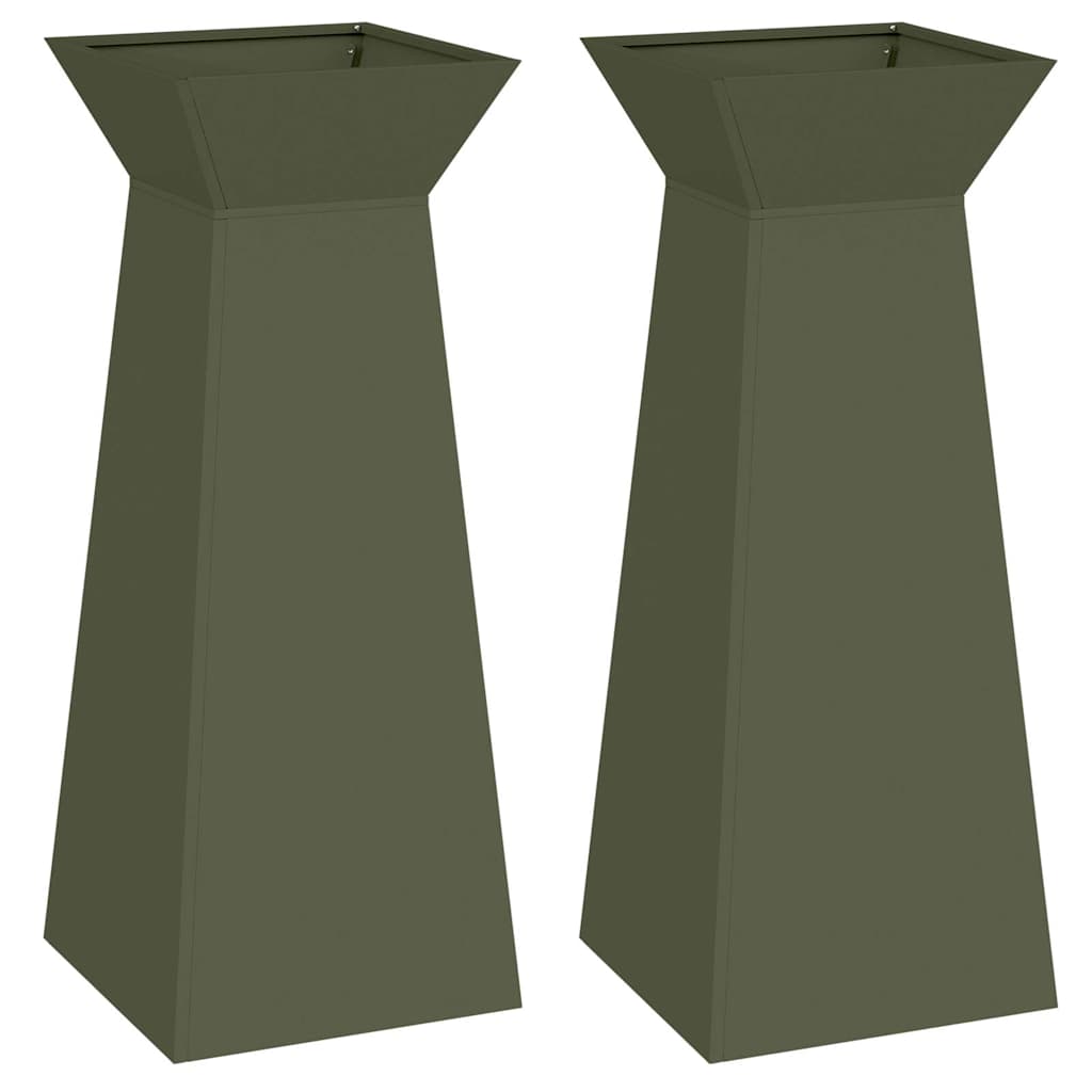 Säulen Pflanzer 2 pcs Oliv 40 x 40 x 100 cm
