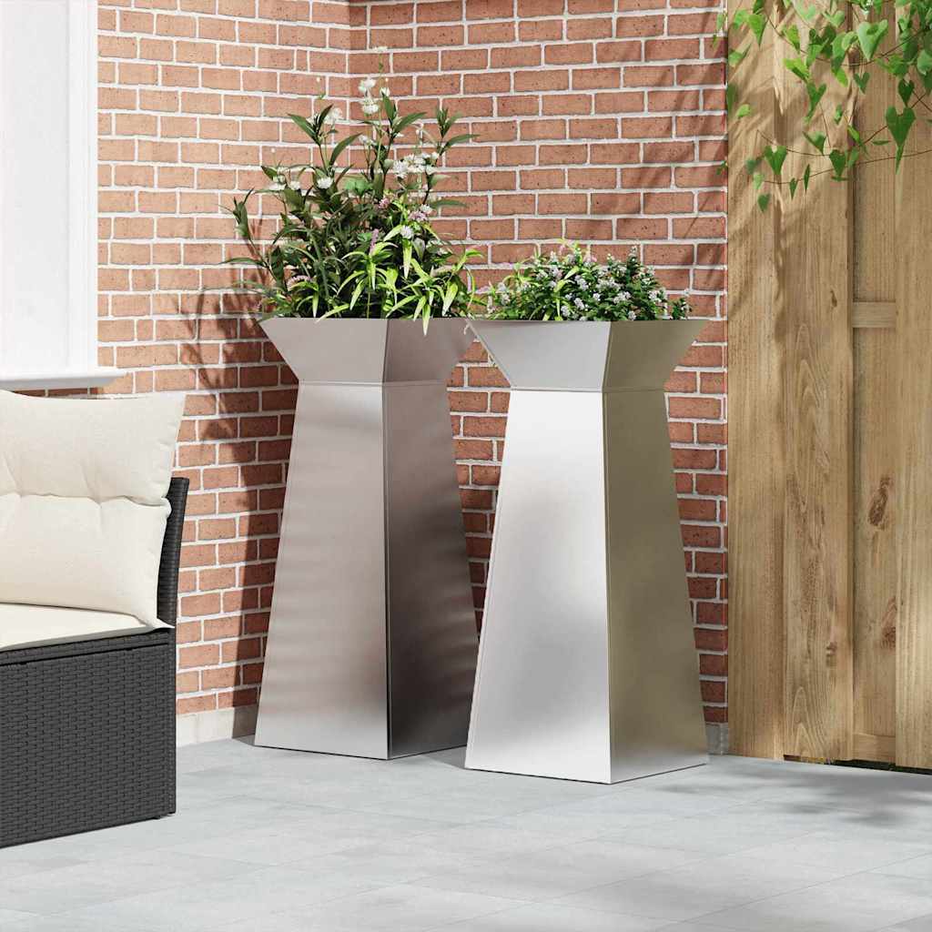 Säulen Pflanzer 2 pcs Silber 40 x 40 x 100 cm