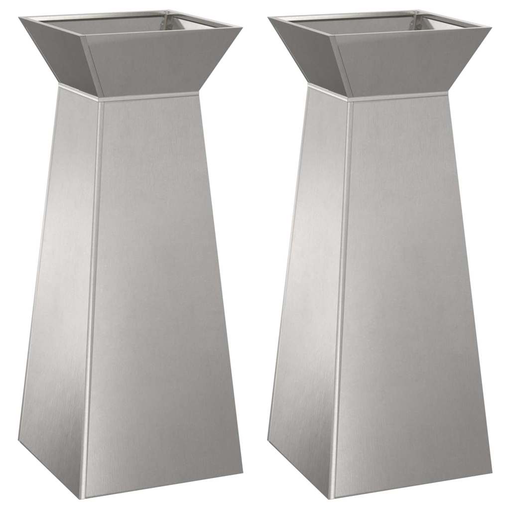 Säulen Pflanzer 2 pcs Silber 40 x 40 x 100 cm