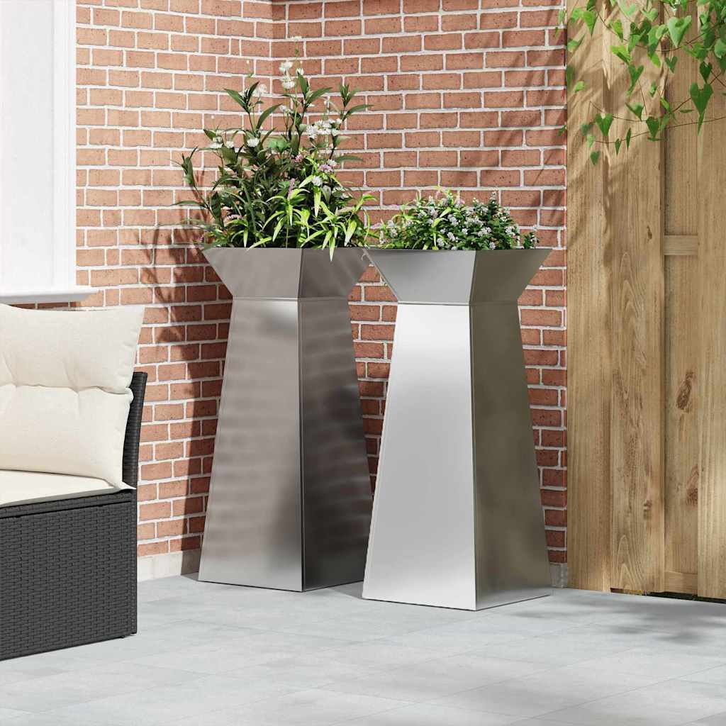 Säulen Pflanzer 2 pcs Silber 40 x 40 x 100 cm