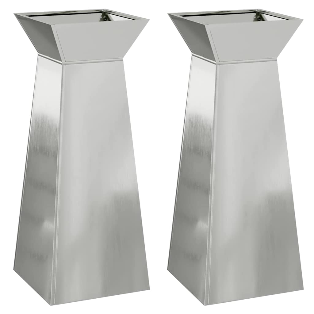 Säulen Pflanzer 2 pcs Silber 40 x 40 x 100 cm
