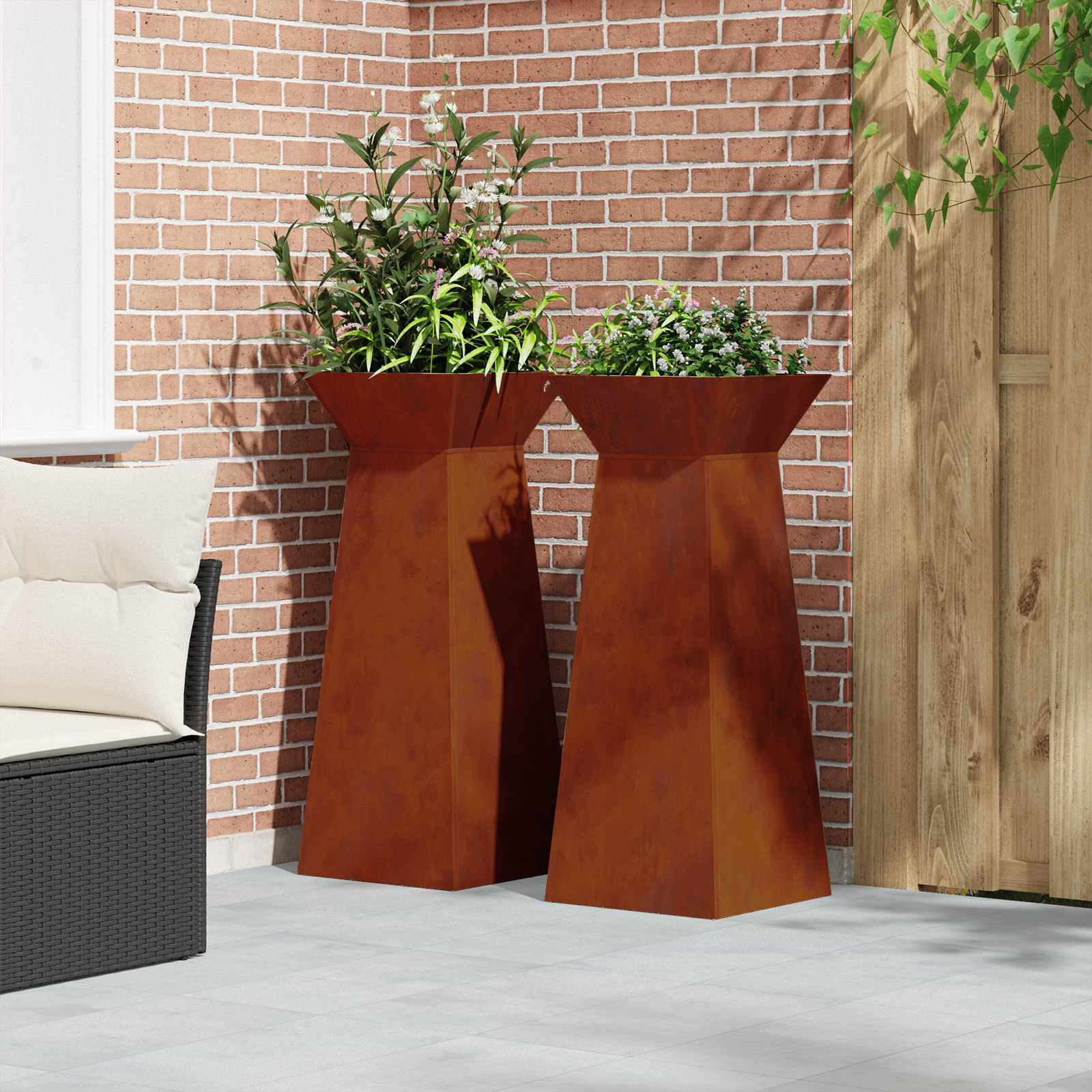 Säulen Pflanzer 2 pcs Silber 40 x 40 x 100 cm Wetterfeststahl