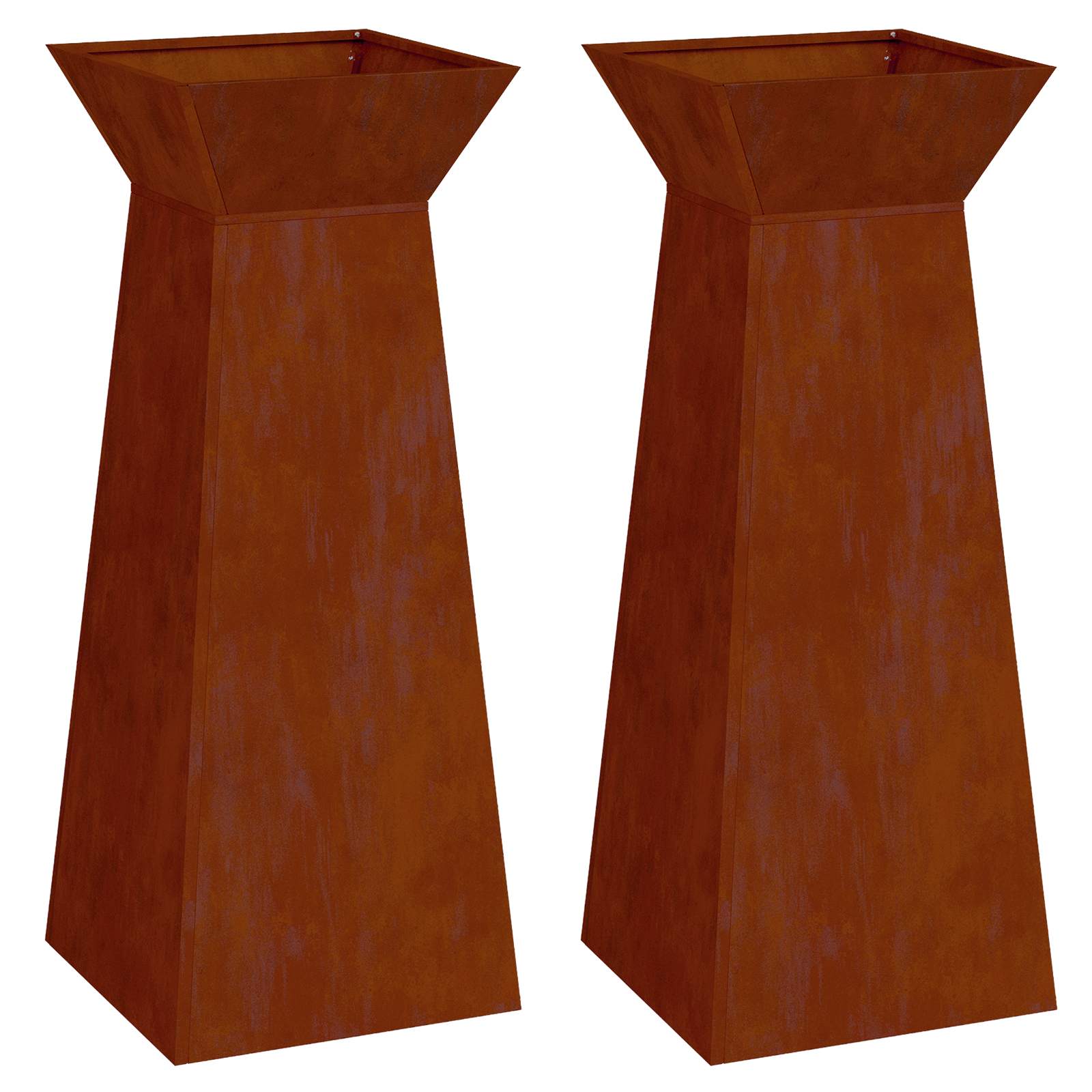 Säulen Pflanzer 2 pcs Silber 40 x 40 x 100 cm Wetterfeststahl