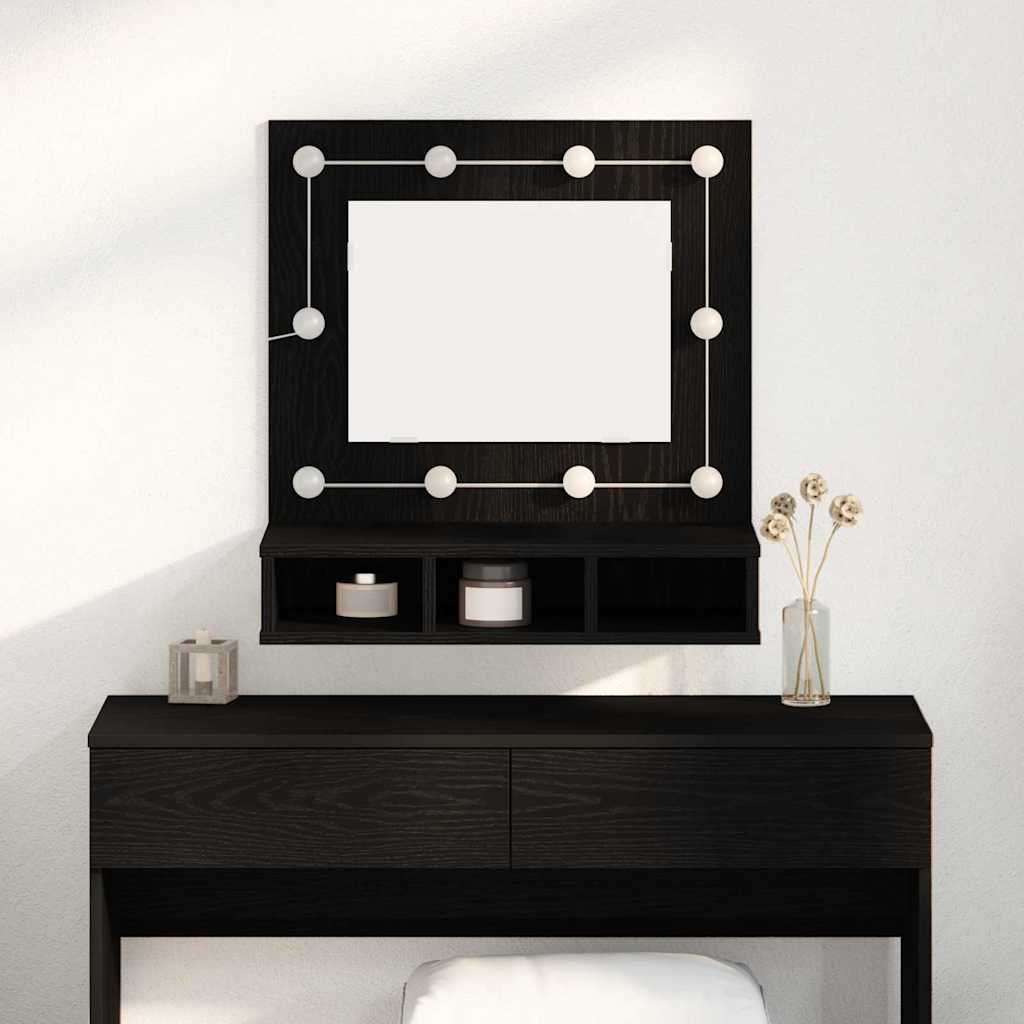 Spiegelschrank mit Regal Schwarz Eichen-Optik 60 x 31,5 x 62 cm
