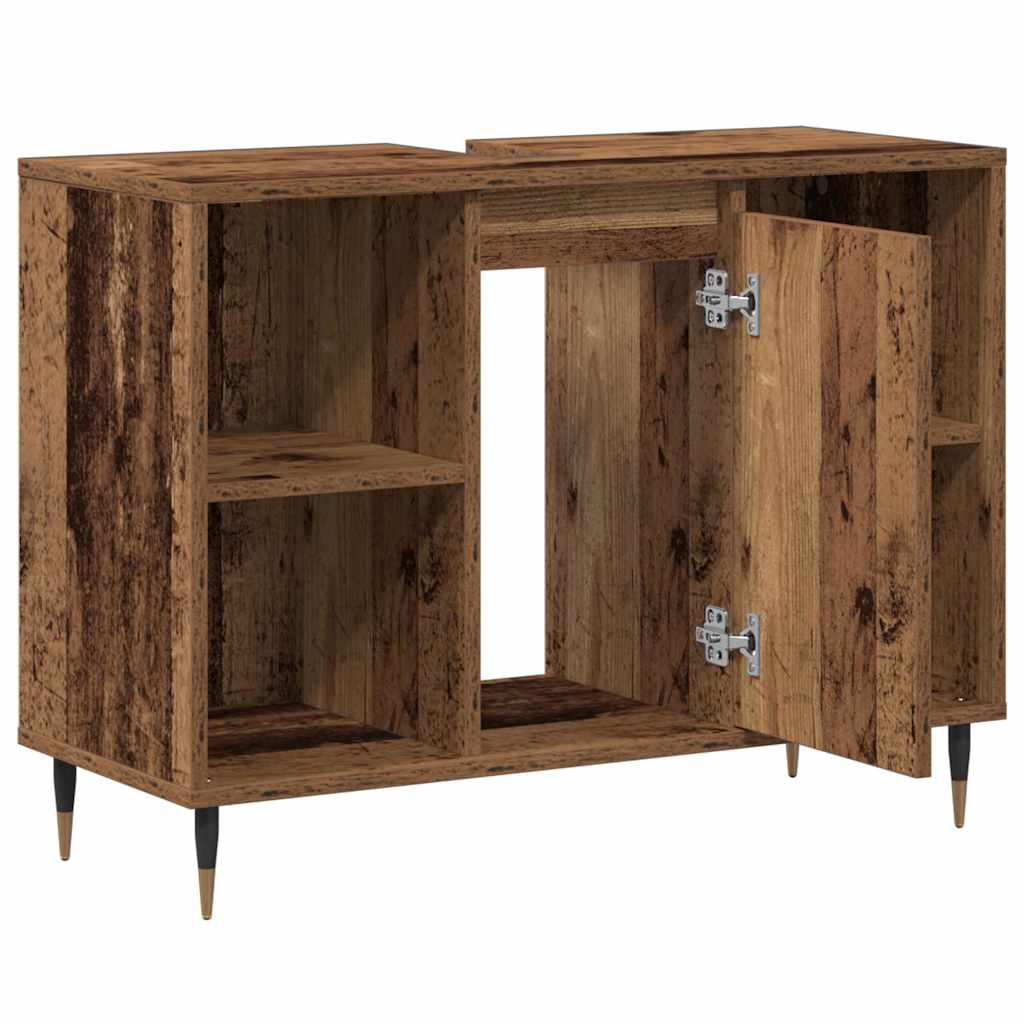 Badezimmerschrank mit Tür Altholz 80 x 33 x 60 cm Holzwerkstoff