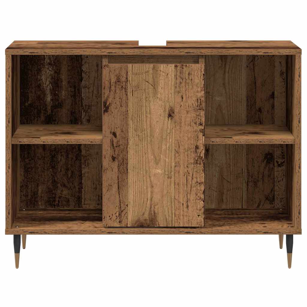 Badezimmerschrank mit Tür Altholz 80 x 33 x 60 cm Holzwerkstoff