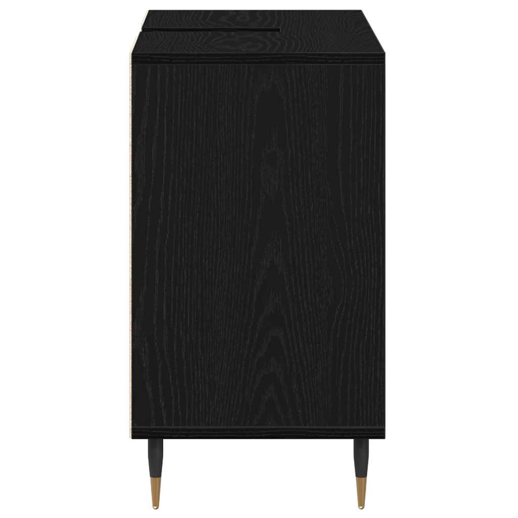 Badezimmerschrank mit Tür Schwarz 80 x 33 x 60 cm Holzwerkstoff