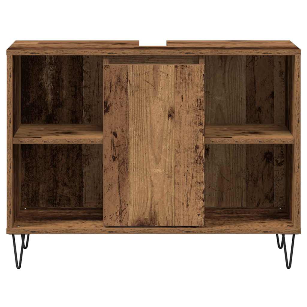 Badezimmerschrank mit Tür Altholz 80 x 33 x 60 cm Holzwerkstoff